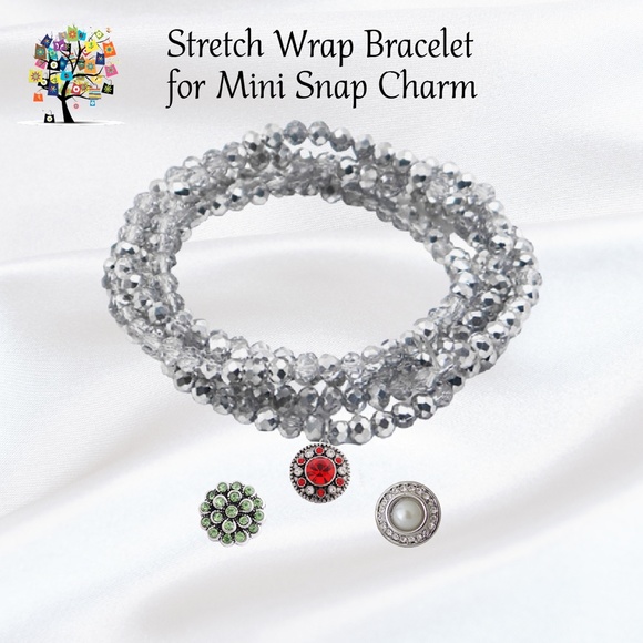 Dragonfly Spirit Designs Jewelry - Beaded Stretch Wrap Bracelet w/Snap Holder for One Mini Petite Snap 31.50" Long